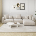 Divano componibile a L oversize in velluto a coste 142 con pouf, classico e profondo