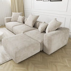 Divano componibile a L oversize in velluto a coste 142 con pouf, classico e profondo