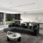 Divano componibile a L oversize in velluto a coste 142 con pouf, classico e profondo