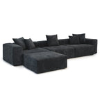Divano componibile a L oversize in velluto a coste 142 con pouf, classico e profondo