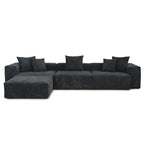 Divano componibile a L oversize in velluto a coste 142 con pouf, classico e profondo