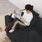 Divano componibile a L oversize in velluto a coste 142 con pouf, classico e profondo