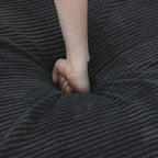 Divano componibile a L oversize in velluto a coste 142 con pouf, classico e profondo