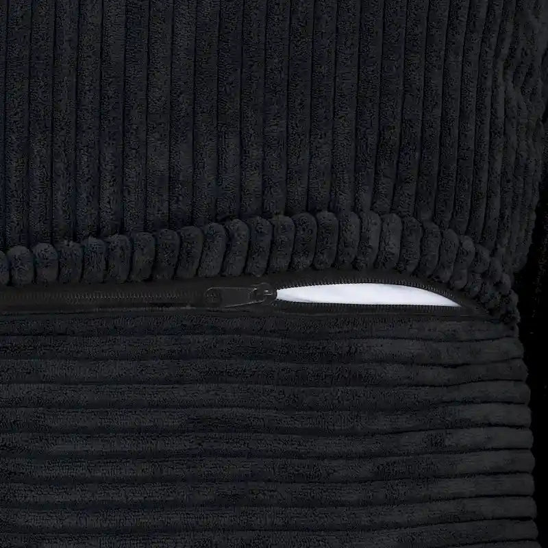 Divano componibile a L oversize in velluto a coste 142 con pouf, classico e profondo