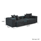 Divano componibile a L oversize in velluto a coste 142 con pouf, classico e profondo