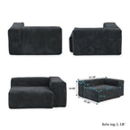 Divano componibile a L oversize in velluto a coste 142 con pouf, classico e profondo