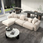 Divano componibile a L oversize in velluto a coste 142 con pouf, classico e profondo