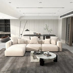 Divano componibile a L oversize in velluto a coste 142 con pouf, classico e profondo