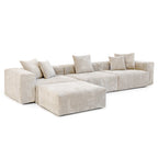 Divano componibile a L oversize in velluto a coste 142 con pouf, classico e profondo