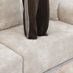 Divano componibile a L oversize in velluto a coste 142 con pouf, classico e profondo