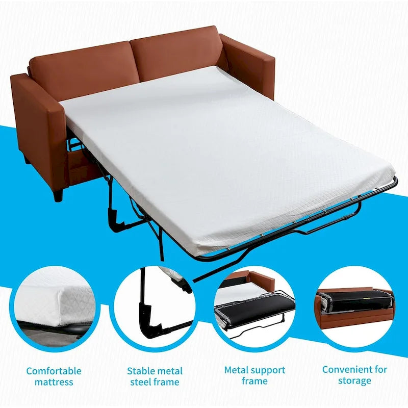 Divano Letto Estraibile — Divano Letto Moderno Convertibile 2-in-1 con Materasso e Futon
