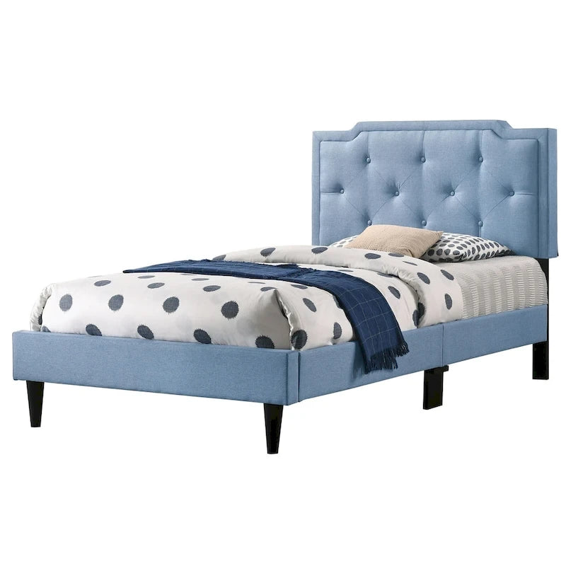 Letto Imbottito a Pannelli con Bottoni Trapuntati in Stile Transizionale — Twill di Poliestere o Similpelle