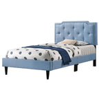 Letto Imbottito a Pannelli con Bottoni Trapuntati in Stile Transizionale — Twill di Poliestere o Similpelle
