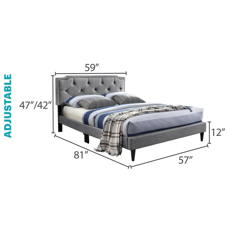 Letto Imbottito a Pannelli con Bottoni Trapuntati in Stile Transizionale — Twill di Poliestere o Similpelle
