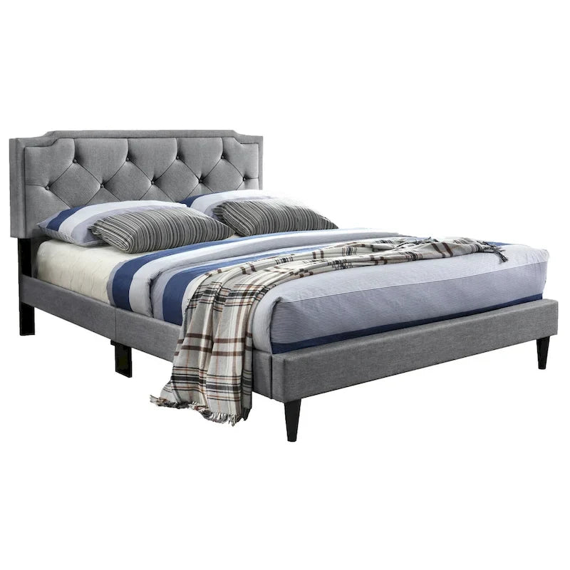 Letto Imbottito a Pannelli con Bottoni Trapuntati in Stile Transizionale — Twill di Poliestere o Similpelle