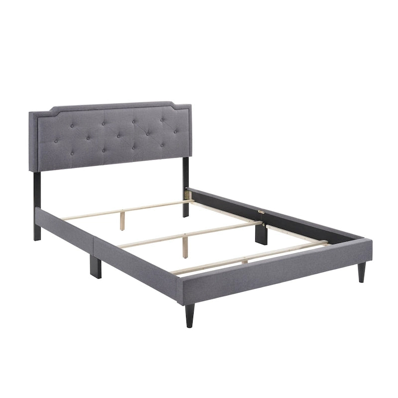 Letto Imbottito a Pannelli con Bottoni Trapuntati in Stile Transizionale — Twill di Poliestere o Similpelle