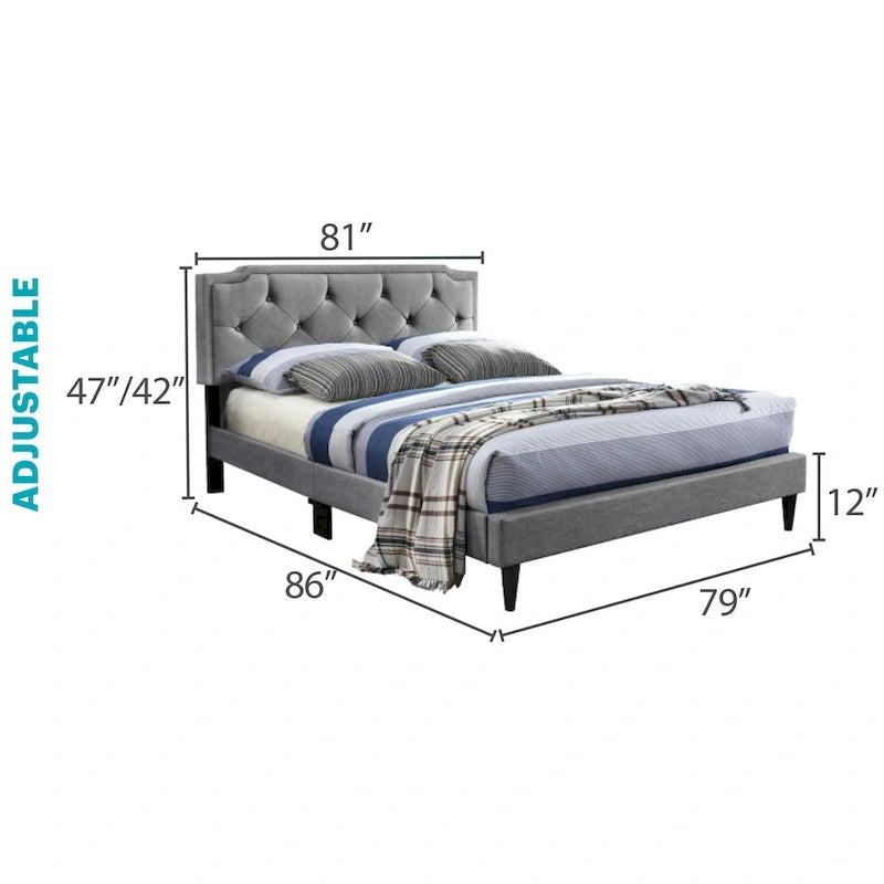 Letto Imbottito a Pannelli con Bottoni Trapuntati in Stile Transizionale — Twill di Poliestere o Similpelle