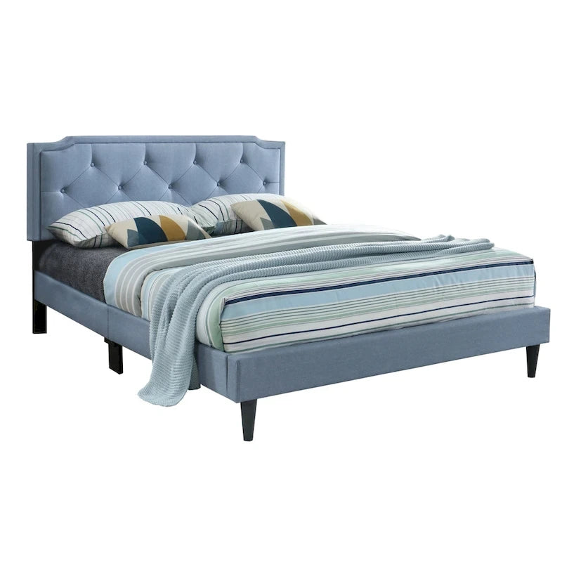 Letto Imbottito a Pannelli con Bottoni Trapuntati in Stile Transizionale — Twill di Poliestere o Similpelle