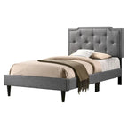 Letto Imbottito a Pannelli con Bottoni Trapuntati in Stile Transizionale — Twill di Poliestere o Similpelle