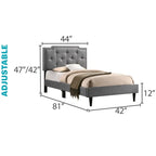 Letto Imbottito a Pannelli con Bottoni Trapuntati in Stile Transizionale — Twill di Poliestere o Similpelle