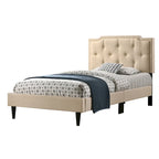 Letto Imbottito a Pannelli con Bottoni Trapuntati in Stile Transizionale — Twill di Poliestere o Similpelle