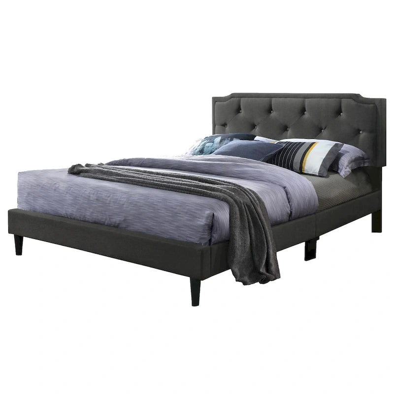 Letto Imbottito a Pannelli con Bottoni Trapuntati in Stile Transizionale — Twill di Poliestere o Similpelle