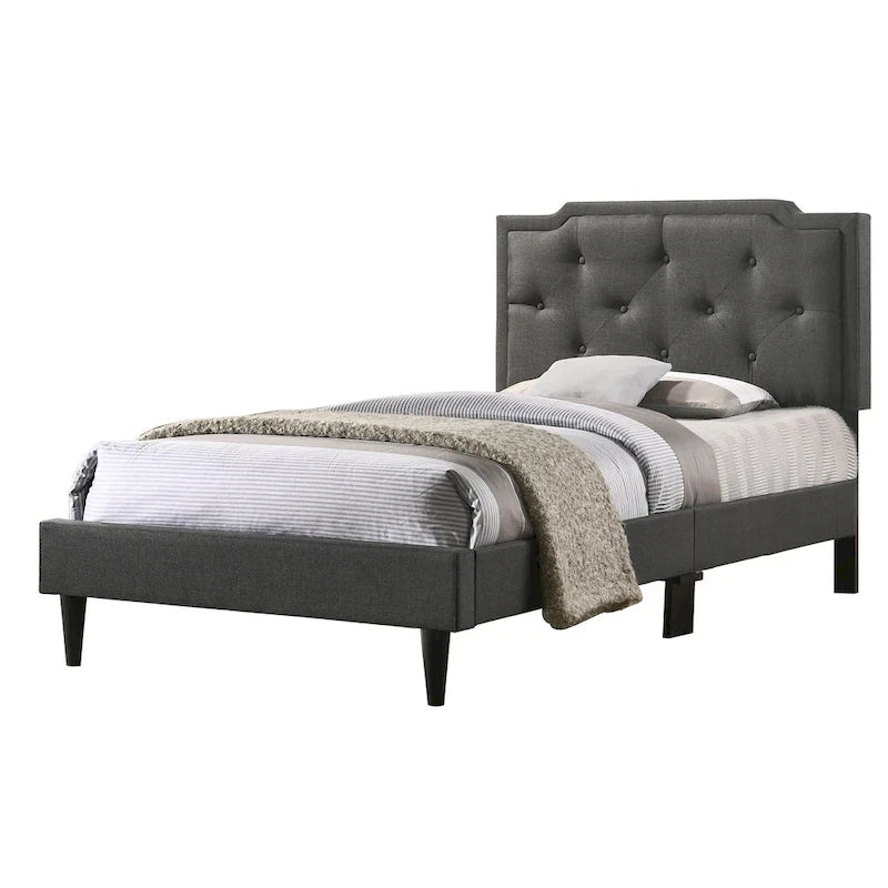 Letto Imbottito a Pannelli con Bottoni Trapuntati in Stile Transizionale — Twill di Poliestere o Similpelle