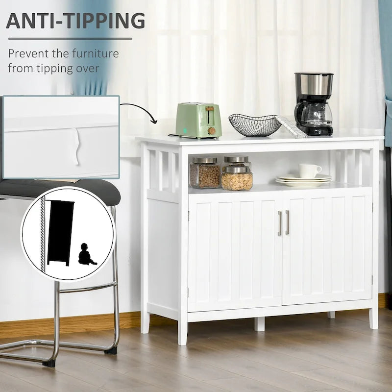 Tavolo buffet credenza con 2 ante e ripiani regolabili — Design antiribaltamento