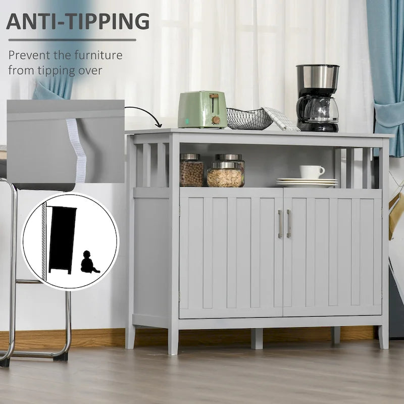 Tavolo buffet credenza con 2 ante e ripiani regolabili — Design antiribaltamento