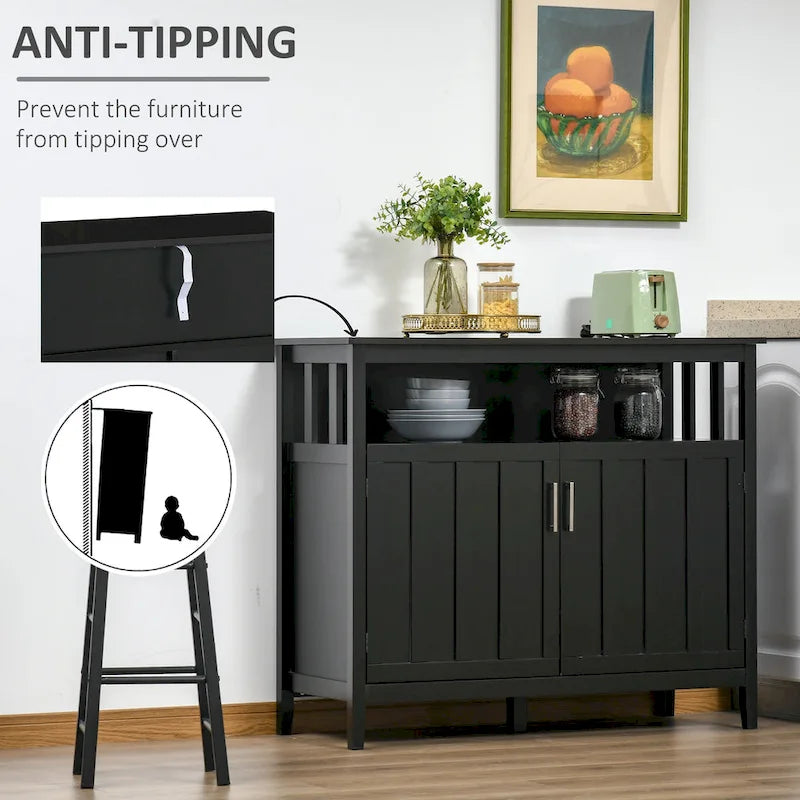Tavolo buffet credenza con 2 ante e ripiani regolabili — Design antiribaltamento