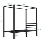 Struttura letto a baldacchino in metallo Twin/King