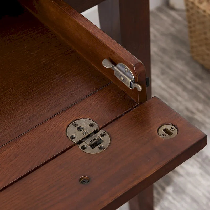 Scrivania per Computer in Stile Mission – Legno Massello, Finitura Rovere, Vassoio per Tastiera a Scomparsa