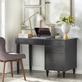 Scrivania Mid-Century Modern con 4 Cassetti e Gambe in Legno di Gomma — 3 Finiture Disponibili