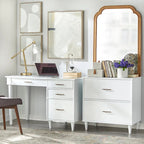 Scrivania Mid-Century Modern con 4 Cassetti e Gambe in Legno di Gomma — 3 Finiture Disponibili