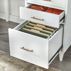 Scrivania Mid-Century Modern con 4 Cassetti e Gambe in Legno di Gomma — 3 Finiture Disponibili