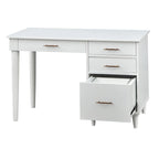 Scrivania Mid-Century Modern con 4 Cassetti e Gambe in Legno di Gomma — 3 Finiture Disponibili