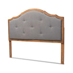 Testiera ad arco vintage classica in tessuto e legno, grigia — In gomma con bottoni a trapuntatura profonda
