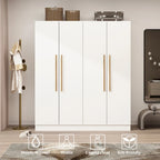 Armadio a 4 ante con asta appendiabiti, 180,00A x 160,00L cm — Bianco, Finitura Melaminica