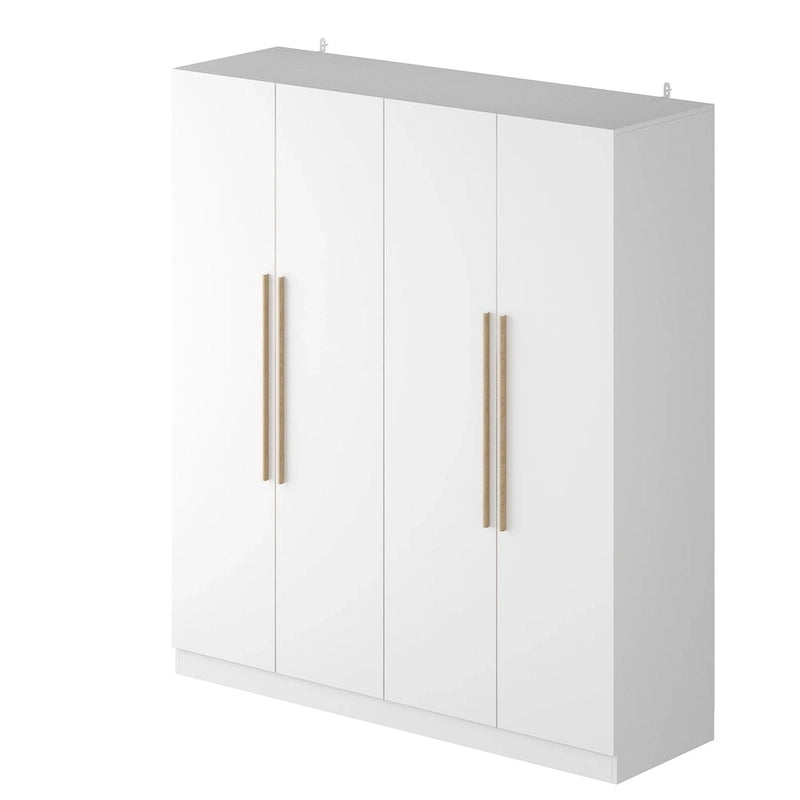 Armadio a 4 ante con asta appendiabiti, 180,00A x 160,00L cm — Bianco, Finitura Melaminica