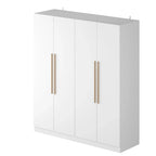 Armadio a 4 ante con asta appendiabiti, 180,00A x 160,00L cm — Bianco, Finitura Melaminica