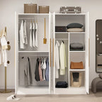 Armadio a 4 ante con asta appendiabiti, 180,00A x 160,00L cm — Bianco, Finitura Melaminica