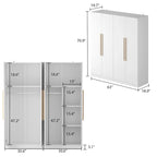 Armadio a 4 ante con asta appendiabiti, 180,00A x 160,00L cm — Bianco, Finitura Melaminica