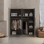 Armadio a 4 ante con asta appendiabiti, 180,00A x 160,00L cm — Bianco, Finitura Melaminica
