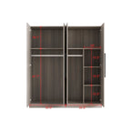 Armadio a 4 ante con asta appendiabiti, 180,00A x 160,00L cm — Bianco, Finitura Melaminica