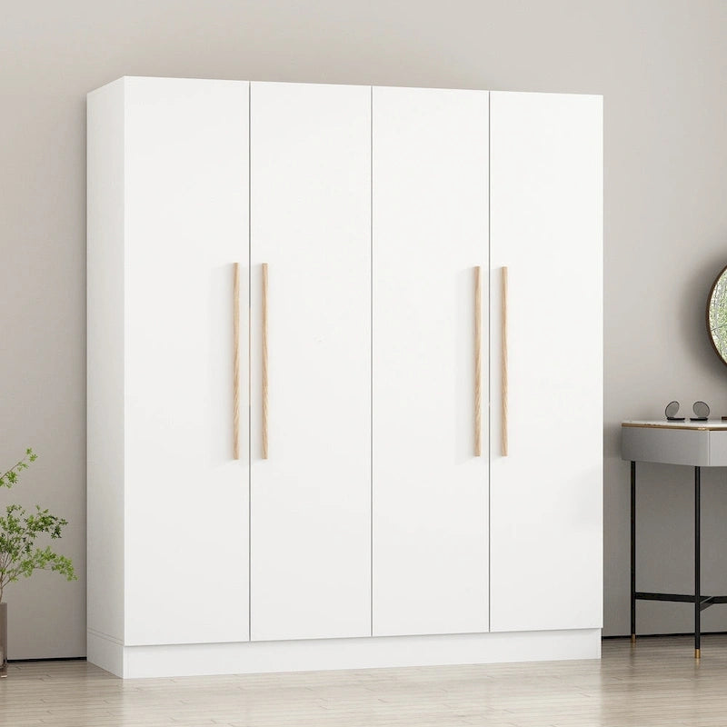Armadio a 4 ante con asta appendiabiti, 180,00A x 160,00L cm — Bianco, Finitura Melaminica