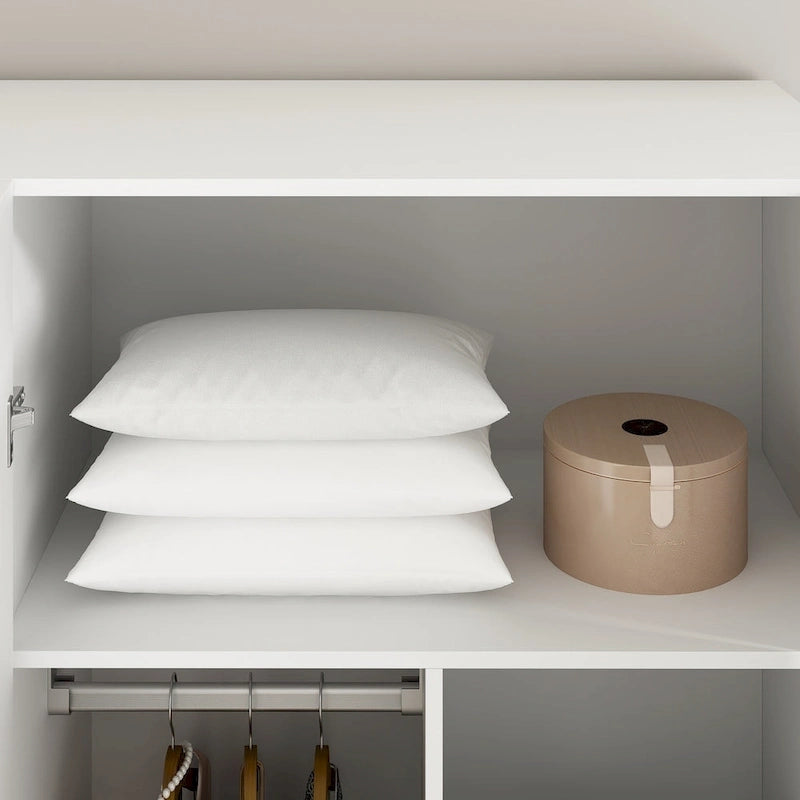 Armadio a 4 ante con asta appendiabiti, 180,00A x 160,00L cm — Bianco, Finitura Melaminica