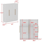 Armadio a 4 ante con asta appendiabiti, 180,00A x 160,00L cm — Bianco, Finitura Melaminica