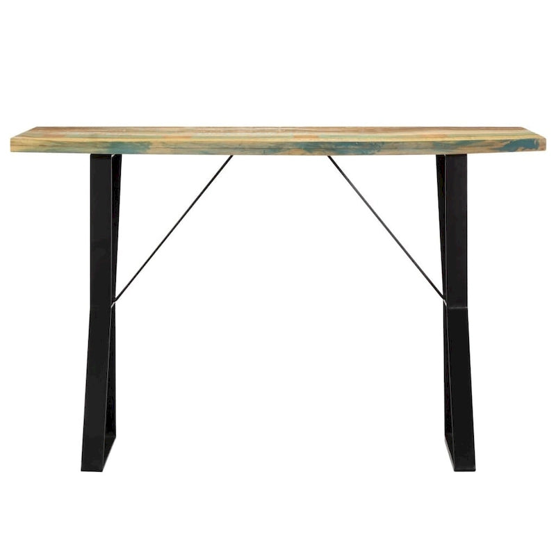 Tavolo da pranzo in legno massello di recupero con gambe in ferro — 47,2 x 23,6 x 29,9