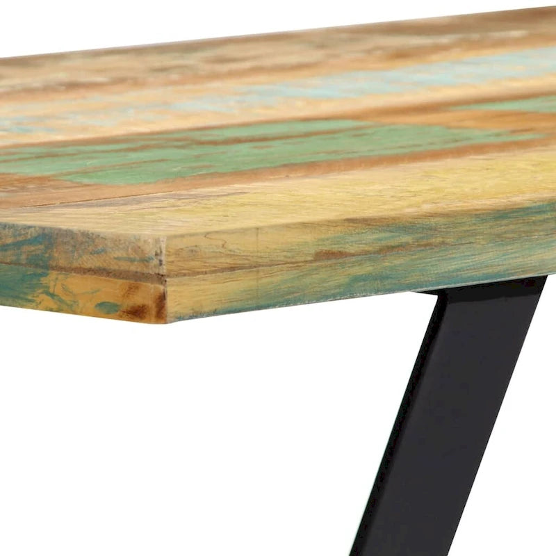 Tavolo da pranzo in legno massello di recupero con gambe in ferro — 47,2 x 23,6 x 29,9