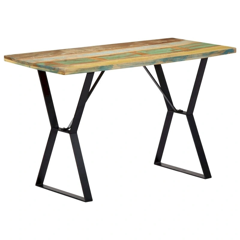 Tavolo da pranzo in legno massello di recupero con gambe in ferro — 47,2 x 23,6 x 29,9